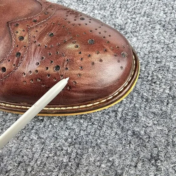 Joseph Abboud Mens Brown Leather Wingtip Derby Dress Shoe Sz 10‎  pre-owned - Picture 9 of 14